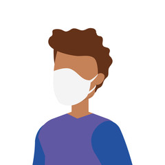 avatar young man using face mask isolated icon vector illustration design