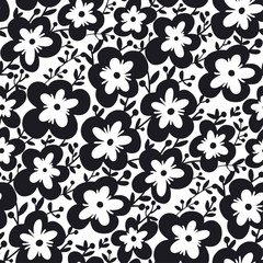 Spring blossom flowers silhouette pattern