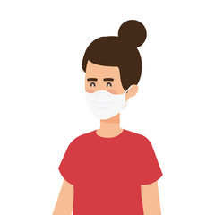 young woman using face mask isolated icon vector illustration design