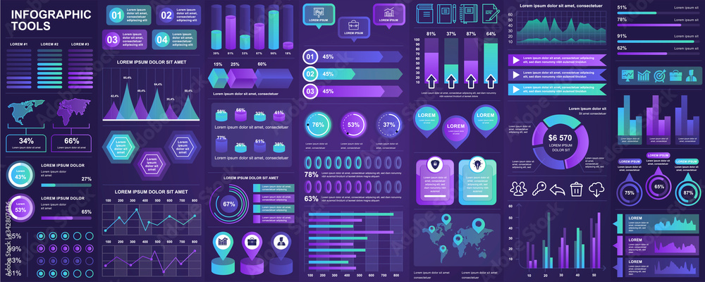 Aufkleber bundle infographic ui, ux, kit elements with charts, diagrams, workflow, flowchart, timeline, online