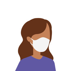 avatar young woman afro using face mask vector illustration design