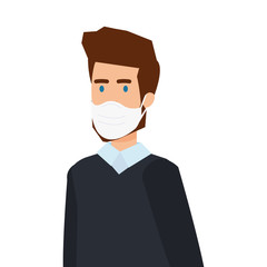 man elegant using face mask isolated icon vector illustration design