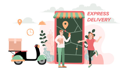 Delivery website banner in flat illustration vector style