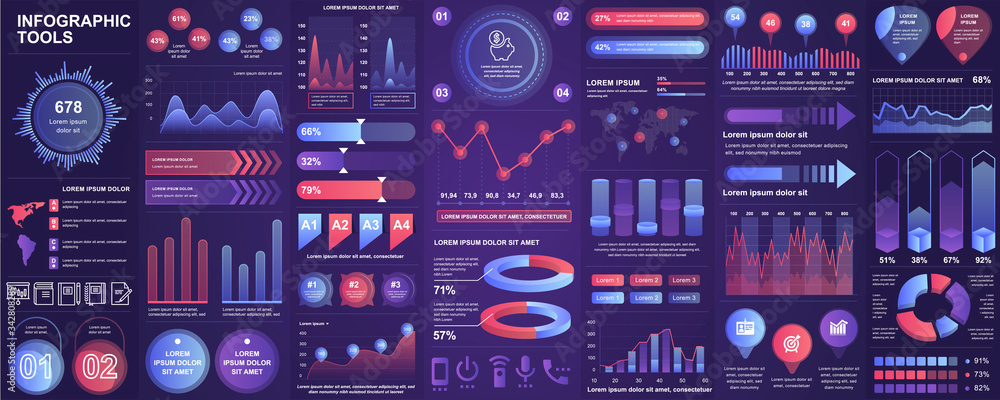 Aufkleber bundle infographic ui, ux, kit elements with charts, diagrams, workflow, flowchart, timeline, online