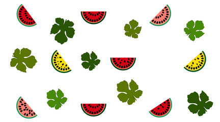 Watermelon Background with Its Leaves