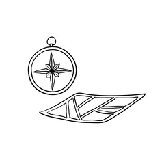 hand drawn doodle compass and map illustration doodle