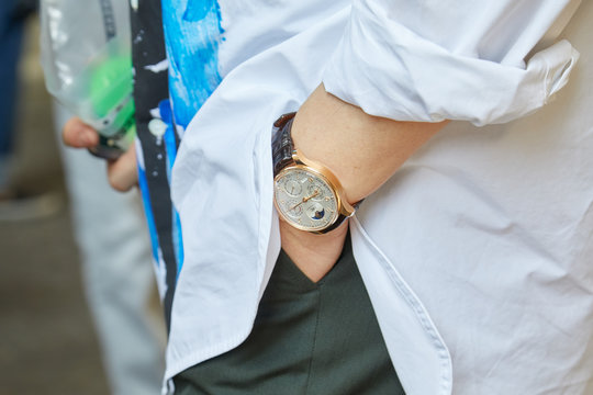 Man with IWC Portugieser Grande Complication on June 16, 2018 in Milan, Italy