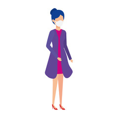 business woman using face mask isolated icon vector illustration design