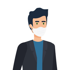 man elegant using face mask isolated icon vector illustration design