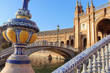 colored bridge ornament in Spain square in Seville