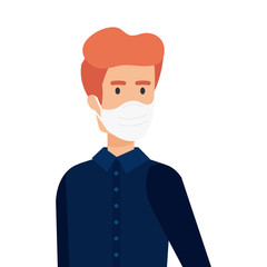 man elegant using face mask isolated icon vector illustration design