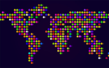 Vector world map illustration with colorful circles