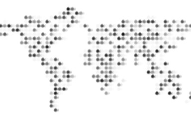 Vector world map illustration with colorful circles