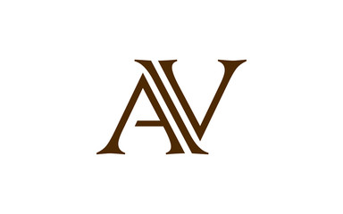 AV or VA and A, V Uppercase Letter Initial Logo Design, Vector Template