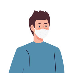 young man using face mask isolated icon vector illustration design