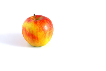 Fototapeta na wymiar Red apple on a white background. Beautiful delicious healthy fruits.