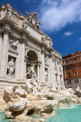Fototapeta na wymiar The famous de Trevi Fountain, Rome, Italy.