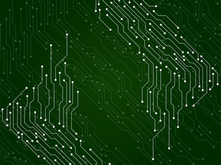 Abstract background with circuit board, technology texture. Electronic motherboard. Vector illustration