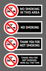 Labels set No smoking stickers, vector illustration for print