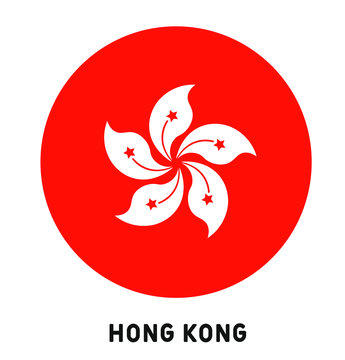 Vector illustration Hong Kong flag  icon. Round national flag of Hong-Kong. Hongkong flag button