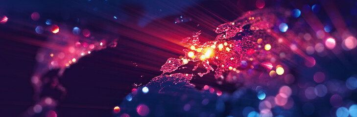 World Map Europe with Glitter and Glow Effect. Elements of this image furnished by NASA © Maksim Pasko