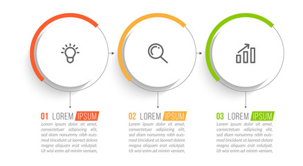 Minimal infographic template design with numbers 3 options or steps.