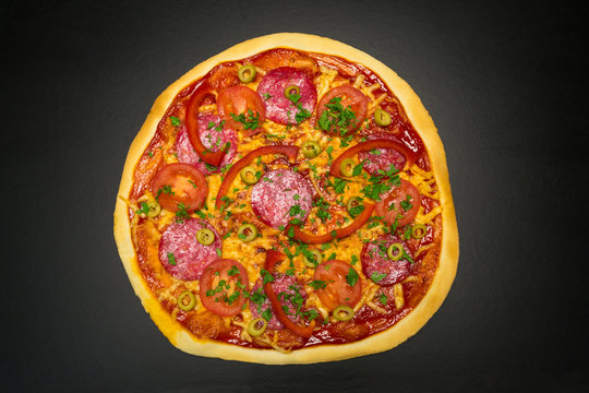 Pizza on a black background
