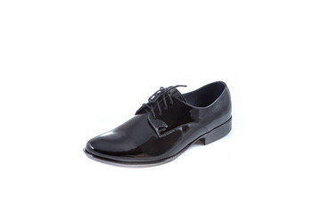 Fototapeta na wymiar Elegant polished male Oxford shoes isolated on white background