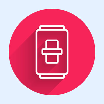 recommend clip art: White line Electric light switch icon isolated with long shadow. On and Off icon. Dimmer light switch sign. Concept of energy saving. Red circle button. Vector Illustration
