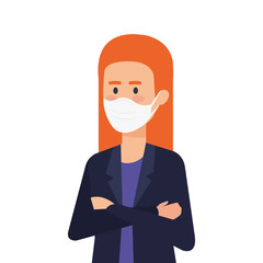 business woman using face mask isolated icon vector illustration design
