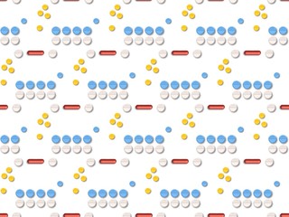 Bright colors of seamless pattern with  pills and  pills.