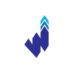 W letter with up arrow logo design vector