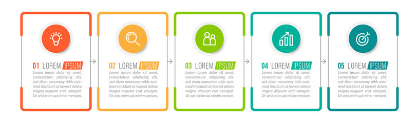 Minimal infographic template design with numbers 5 options or steps.