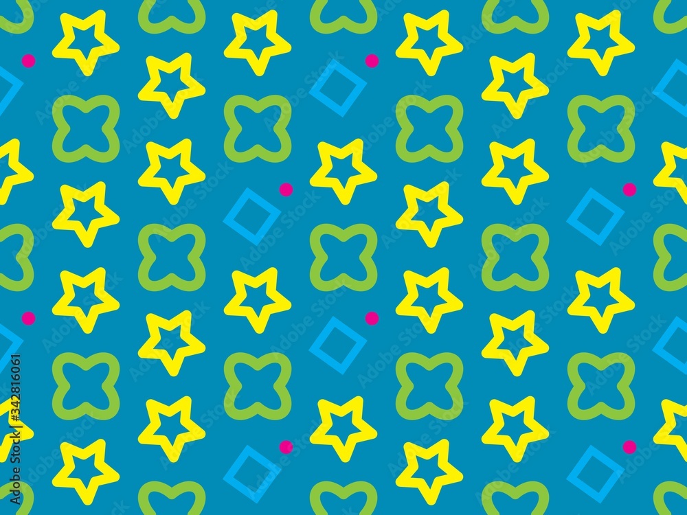 Poster Spring. Colors.  star.  triangle. Pattern without seams