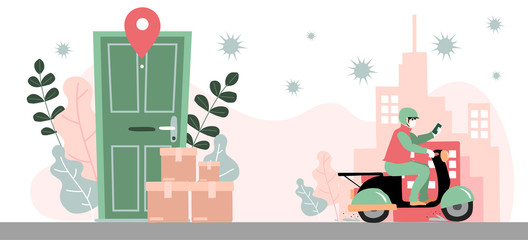 Delivery website banner in flat illustration vector style