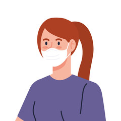 young woman using face mask isolated icon vector illustration design