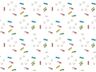 Seamless bright spring pattern with  pills and   pills.