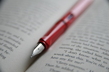 Fototapeta premium Close-Up Of Fountain Pen Nib Against Blurred Background.