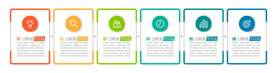 Minimal infographic template design with numbers 6 options or steps.