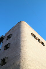 Fototapeta na wymiar angle of a brick building acute angle view