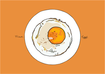 Vector Illustration of Fried Egg / Yolk / Breakfast / Sunny side up