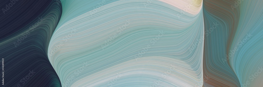 Poster abstract surreal banner with light slate gray, dark gray and very dark blue colors. fluid curved lin