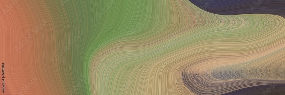 Poster abstract surreal designed horizontal header with gray gray, pastel brown and dark slate gray colors. fluid curved flowing waves and curves