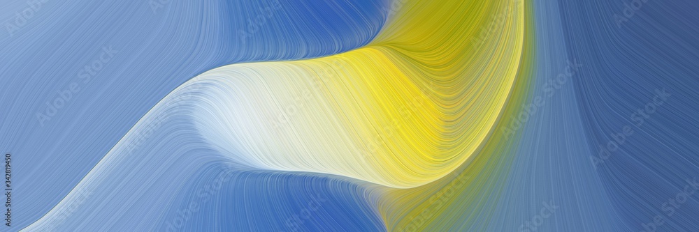 Poster abstract flowing header with steel blue, golden rod and pale golden rod colors. fluid curved lines w