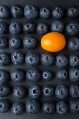 Blueberries on black background
