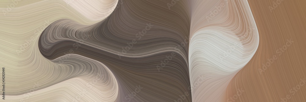 Leinwandbilder abstract decorative horizontal header with rosy brown, gray gray and old mauve colors. fluid curved lines with dynamic flowing waves and curves