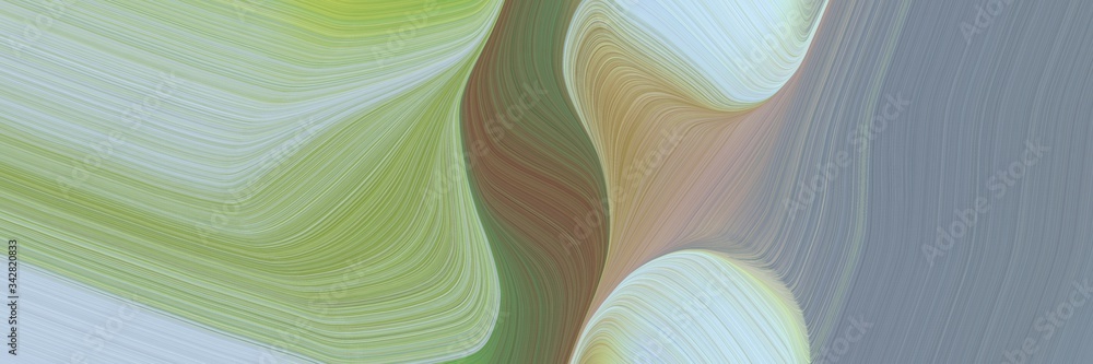 Poster abstract moving header with dark sea green, dark gray and pastel brown colors. fluid curved lines with dynamic flowing waves and curves