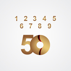 50 Years Anniversary Celebration Gold Vector Template Design Illustration