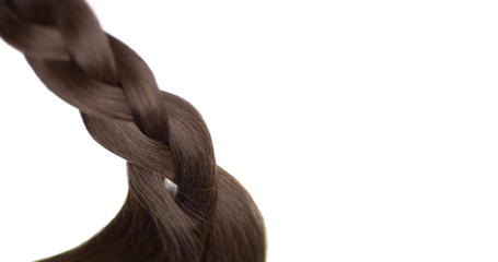 Women fake hair or extension tail braided. Brown color. 