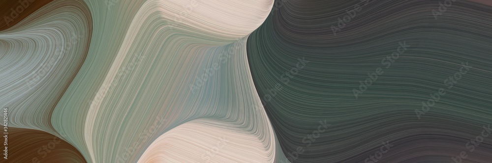 Poster abstract dynamic designed horizontal header with dark slate gray, silver and dark gray colors. fluid curved flowing waves and curves